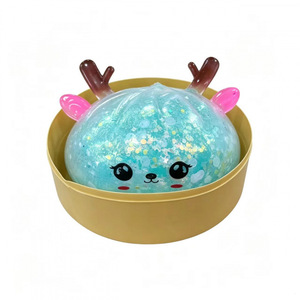 Christmas <b>Glitter</b> Steamed Bun Reindeer Bun Kneading Squishy Stress Relief Toy Holiday Gifts Squeeze - Product Image 3