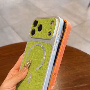 Funda magnética de piel sintética de colores neón a la moda para iPhone 17 16 Plus 15 14 13 12 11, a prueba de golpes, venta al por mayor - Product Image 3