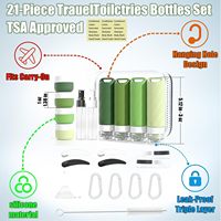 Ensemble de 26 flacons de voyage approuvés par la TSA, étanches, en silicone, rechargeables, avec trou de suspension, mousqueton et entonnoir