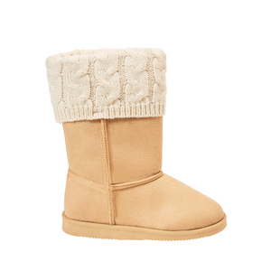 Fashion Women Mid Calf Winter <b>Boots</b> Suede Material Cable <b>Knit</b> Cuff Warm Plush Lining Anti Slip Snow Shoes - Product Image 5