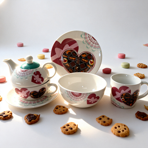 Juego de Vajilla de Porcelana con Diseño de Corazón de <span class=keywords><strong>San</strong></span> Valentín, Juego de Vajilla de Cocina de Cerámica Bonito de HARVIT con Tetera, Taza de Café, Platillo - Product Image 5