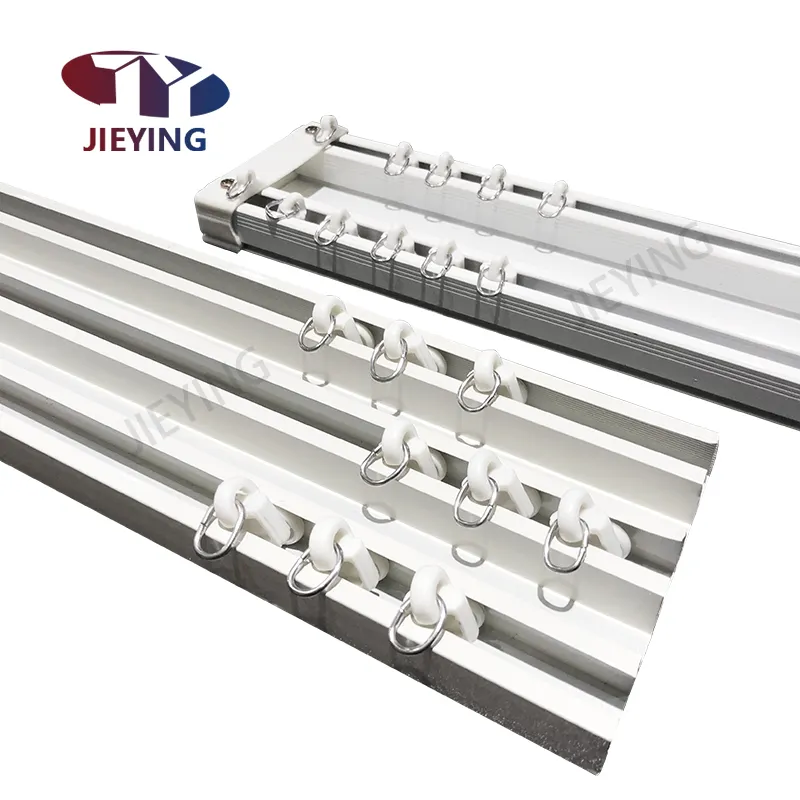 Jiejing white channel flat curtain track triple track Curtain rail can support custom industrial wind curtain track