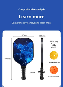 Palas y pelotas de pickleball de fibra de vidrio Elite para adultos con alto efecto de giro y agarre amortiguado. Incluye juego de 2 raquetas y 4 pelotas. - Product Image 6