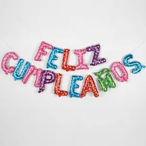 スペインの誕生日バルーンfeliz cumpleanosお誕生日おめでとうセットアルミフィルム雰囲気レイアウト