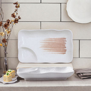 Vente en gros Vaisselle en céramique à double compartiment <span class=keywords><strong>de</strong></span> style japonais Assaisonnement pour <span class=keywords><strong>viande</strong></span> grillée Assiettes froides Soucoupe au vinaigre - Product Image 3