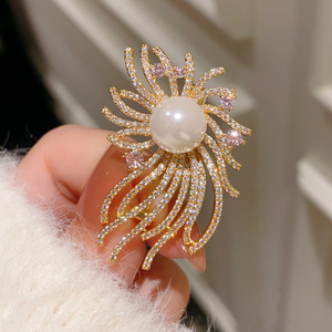 Brillante broche de fuegos artificiales ramillete frenchclassy perla traje de fuegos artificiales prendas de vestir pin hebilla gran regalo - Product Image 2