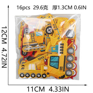 어린이 의류 장식용 자수 천 스티커 엔지니어링 카 패치 귀여운 굴착기 트럭 컴퓨터 자수 로고 - Product Image 2