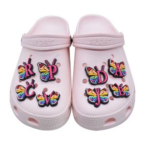Buena venta marca suave letra zapato decoraciones niños goma mariposa adornos para zapatos figura zapato decoración Ideas - Product Image 5