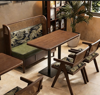 Ensemble de mobilier de restaurant en bois massif d'Asie du Sud-Est, avec banquette murale et tables, pour usage commercial (Hot Pot, Thé, Café)