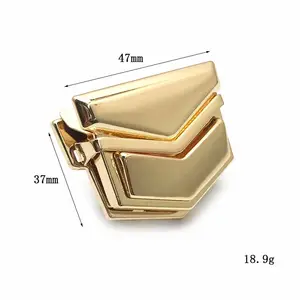Geometry High Quality Gold Plating Metal Turn Lock Bags Accessories Hardware Snap Twist Push Lock For Handbag Lady Shoulder Bag