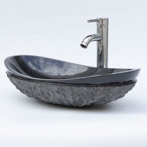 Lavabo de <span class=keywords><strong>roca</strong></span> con forma natural para exteriores, lavabo de jardín negro para lavar a mano, lavabo de piedra - Product Image 1