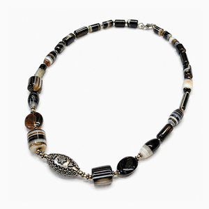 Collier en argent sterling 925 avec onyx noir, multi-perles, fait main, bijoux en pierres précieuses de créateur - Product Image 2