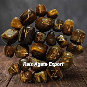 Juego de Runas de Ojo de Tigre Natural Grabadas, Piedras de Adivinación de Gema Marrón Dorada, Set de Fundición Espiritual, Proveedor Mayorista a Granel - Product Image 1