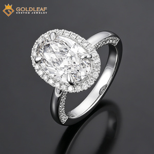 Anillo de Compromiso y Boda de Oro Blanco de 10k, 14k, 18k con Diamante Cultivado en Laboratorio de Corte Ovalado de 1CT, 2CT, 3CT, Personalizado por Goldleafgem, con Certificado IGI - Product Image 2