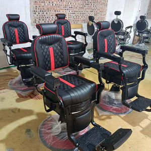 Chaise de salon hydraulique en cuir noir classique, chaise de barbier rétro pour hommes, salon de beauté, à vendre - Product Image 2