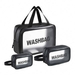 Custom Logo Waterproof Portable Pu Leather Frosted <b>Pink</b> Tpu Travel Toiletry Case Cosmetic Bag Pvc Makeup Bag - Product Image 1