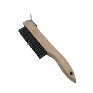 Hot Selling Carbon Steel Brush Wooden Handle Wire Brush With Scraper For Household
