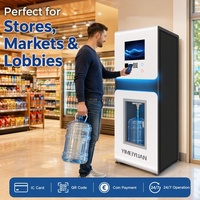 Máquina Expendedora de Agua con Monedas, Tarjetas y Lector de Tarjetas, Estación de Agua Purificada por Ósmosis Inversa y Ultravioleta para Exteriores, 800 GPD, 24 Horas, Kiosco OEM de Acero Inoxidable
