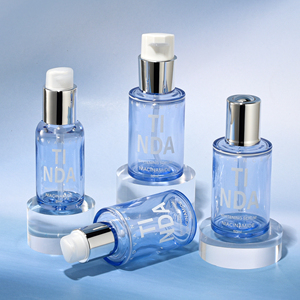 Botella Redonda <span class=keywords><strong>de</strong></span> Plástico PET Azul con Gotero, Impresión UV/Serigrafía para Crema Facial, Crema para Ojos, Loción, Envase Cosmético, Marca <span class=keywords><strong>TINDA</strong></span> - Product Image 6
