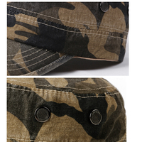 Casquette Militaire Vintage Unisexe en Coton Lavé Style Cadet avec Visière Courbée et Motif Camouflage – Vente en Gros