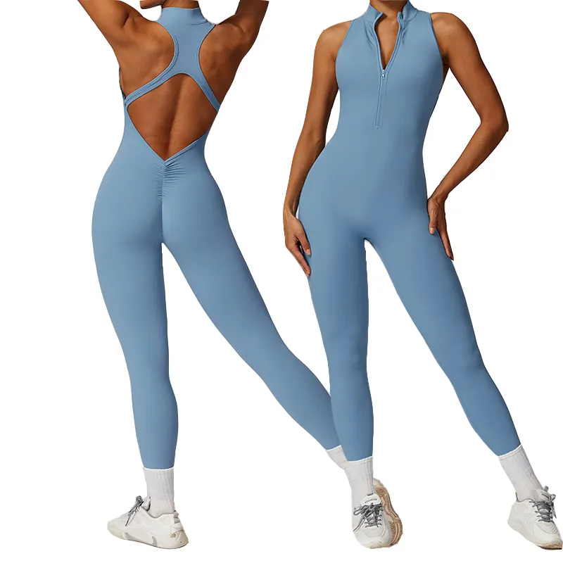 Bodywear esportivo de uma peça para academia, conjunto de fitness feminino sem costas, roupa de ioga, novidade da moda