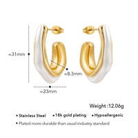 Nouveau à la mode 18K en acier inoxydable plaqué or boucles d'oreilles femmes blanc résine perle lisse boucles d'oreilles mode étanche bijoux E251784