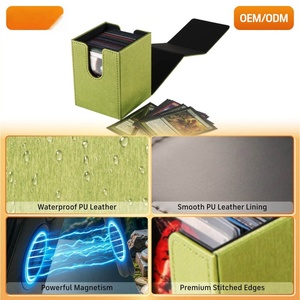 Boîte cadeau personnalisée en cuir PU pour jeux de société et de cartes, design pliable à coins carrés, durable, portable, avec fonction de rangement - Product Image 3
