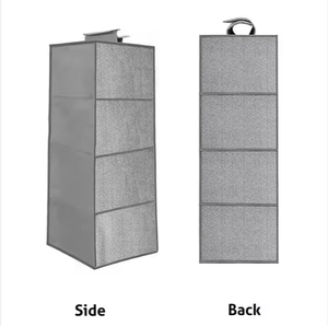 Storage Hanging Closet <b>Shelves</b> Fabric Closet Hanging Organizer 4 <b>Shelf</b> Closet Hanging Organizer with <b>Hooks</b> - Product Image 2