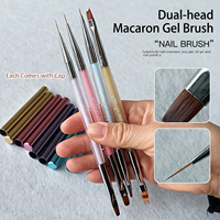 Ensemble de pinceaux à ongles en gel double tête Macaron OEM ODM, professionnels pour le traçage et la construction de gels, pour l'extension et la peinture des ongles