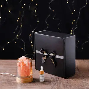 Cura Cristal Aroma Lâmpada Difusor Óleo Essencial Sal do Himalaia Aromaterapia Difusor De Madeira Base USB Night Light Decoração Do Quarto