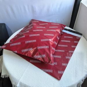 Компостируемые прочные красные курьерские сумки с логотипом на заказ, экспресс переработанная одежда, доставка, Полиэтиленовая почтовая сумка - Product Image 3