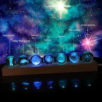 Lampe de boule de cristal du système solaire 3D, lumière LED nocturne, Jupiter, Saturne, Lune, Terre, cadeau pour enfants et adultes, avec thème d'astronomie spatiale