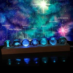 Lampe de boule de cristal du système solaire 3D, lumière LED nocturne, Jupiter, Saturne, Lune, Terre, <span class=keywords><strong>cadeau</strong></span> pour enfants et adultes, avec thème d'<span class=keywords><strong>astronomie</strong></span> spatiale - Product Image 3