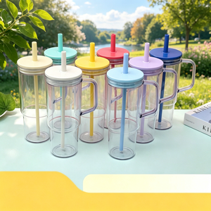 1200ml Clear Plastic Eco-Friendly Travel Mug with Lid and Straw Type - Product Image 1