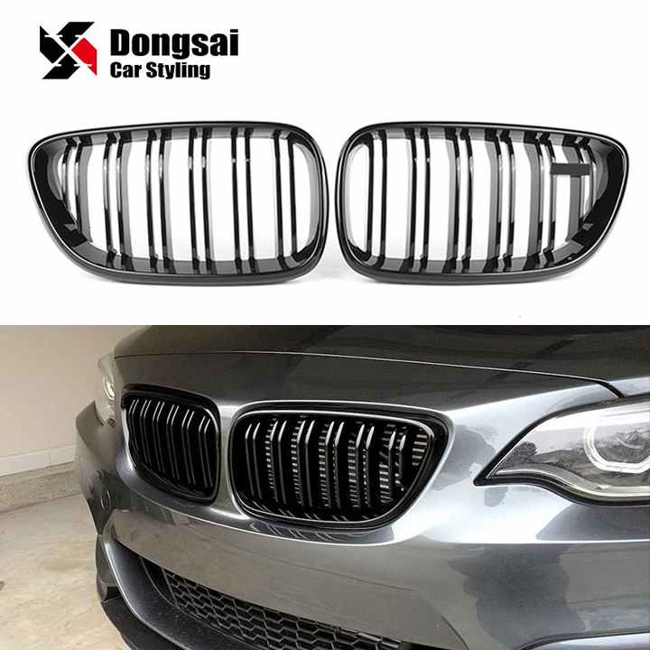BMW 2シリーズF22F23 M2 F872014用ABSグロスブラックダブルスラット 