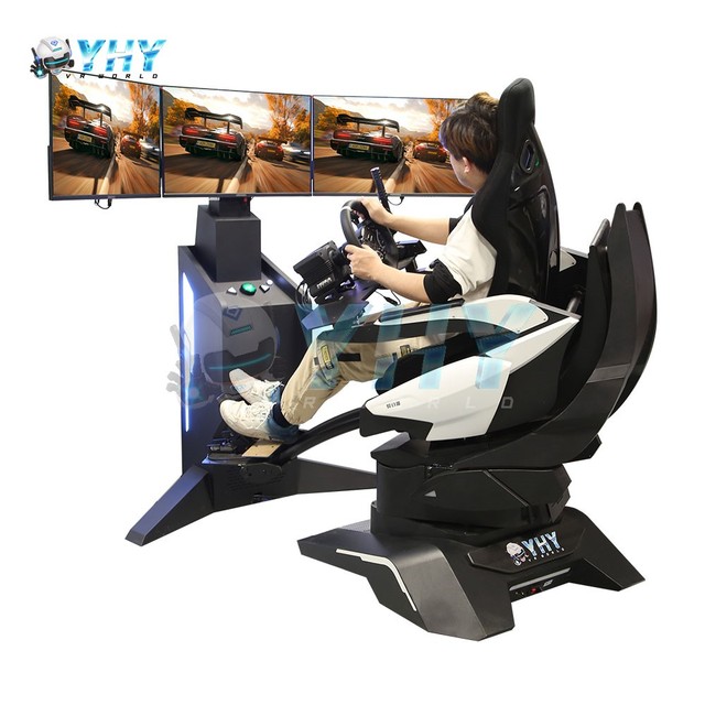 Indoor Amusement Park Equipment 3DOF Platform 3 Screens F1 Driving Racing Simulator Gaming Chair With Adjustable Pedals