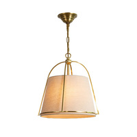 Lampe suspendue nordique en laiton doré avec abat-jour en tissu, luminaire de plafond simple pour chambre à coucher, salon, îlot de cuisine, éclairage intérieur de la maison