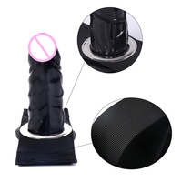 Sangle de jambe réglable en sangle noire/silicone pour bondage pénien lesbien avec attaches auto-agrippantes