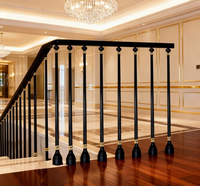 Rampes aluminium-magnésium couleur noir et or à la mode Rampe de pont en aluminium Broche blanche Balustrade d'escalier pour la villa
