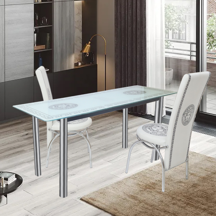 New style dining table set 4-6 seater dining furniture contemporary custom style Tempered Glass dining table sets
