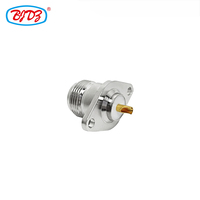 Conector RF de panel con brida de 2 orificios, tipo N hembra, de 50 ohmios, para soldar en PCB, para equipos de comunicación, disponible en fábrica.