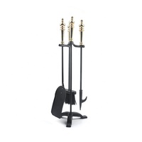 5 pièces outils de cheminée poignées en laiton Fireset support de foyer pinces pelle brosse cheminée Poker poêle à bois foyer accessoires Kit