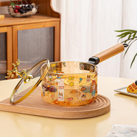 Grand pot de nouilles en verre à haute teneur en borosilicate Pot de soupe et de bouillon à poignée unique universel pour cuisinière électrique à gaz