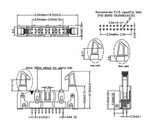 מחבר זכר מסוג SMT ישר, שורה אחת או שתיים, 0.54 2 1.0 0.8 3.96 5.08 1.27 מ\\\"מ, להתקנה בין לוחות. - Product Image 2