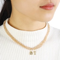 Collier ras du cou JH Wholesale bohème simple pour femme et couple, 2 pièces, avec perles en verre et breloques cadenas et clé