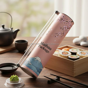 Paper Sushi Push Pop Tube Container box with <b>Aluminum</b> <b>Foil</b> Laminated Lining for To Go Packaging Including Sauce Stick - Product Image 1