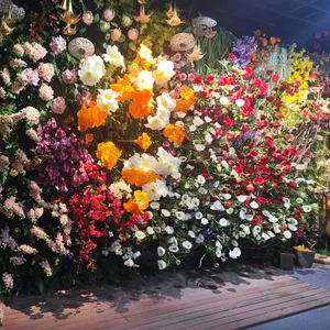 Parete verde artificiale su misura all'ingrosso dei fiori artificiali del rifornimento diretto cinese all'ingrosso della fabbrica dei fiori artificiali