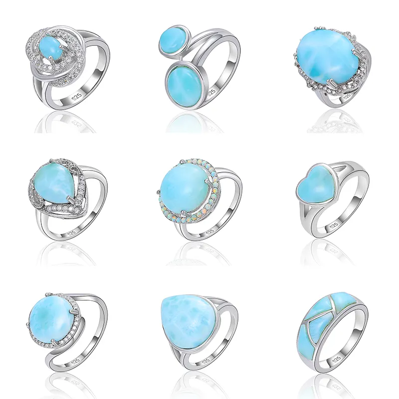 XYOP cincin Larimar perak murni 925 cantik abadi, warisan klasik