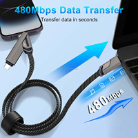 Cable de Carga Multifuncional 4 en 1 para Teléfonos, Auriculares y Relojes Inteligentes, Cable USB Tipo C de Aleación de Zinc Trenzado, PD 60w 100w 240w