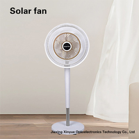Ventilateur solaire vertical FS-398 de 12 pouces, panneau solaire monocristallin en silicium, 3 vitesses, charge AC/DC, batterie lithium grande capacité